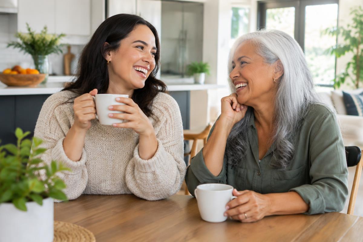 Adult daughter spending time with her mother